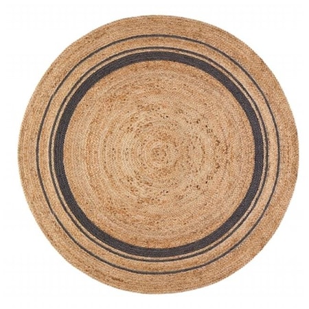 Anji Mountain Anji Mountain AMB0364-040R 4 ft. Round Kerala Mist Jute Hand Braided Rug - Tan; Gold & Blue AMB0364-040R